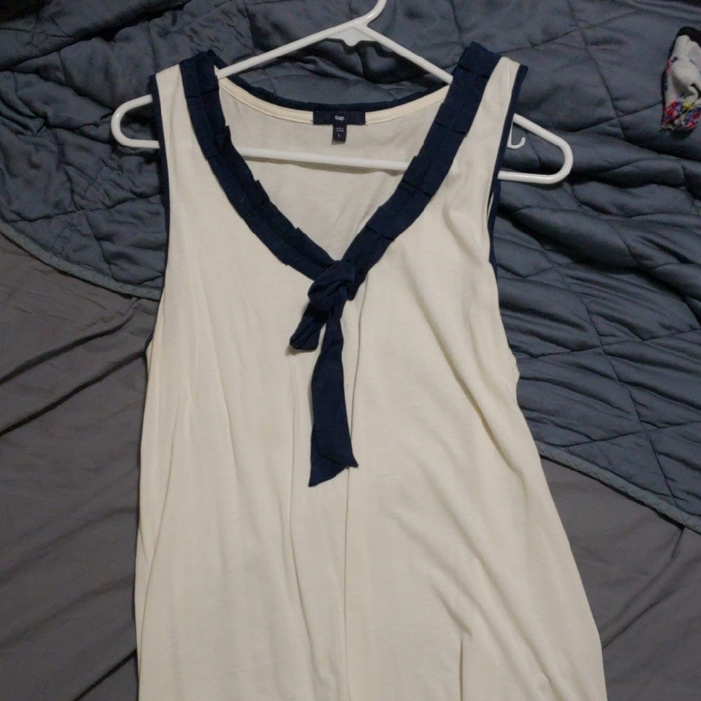 GAP Cream and Navy Tank Top